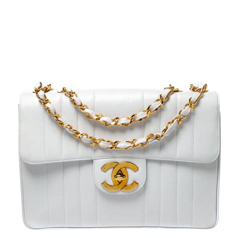 vintage chanel single flap shoulder bag white stitching|authentic chanel shoulder bag.